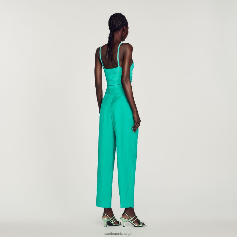 kvinner Sandro Paris emeuraude grønn plissert tank klær 6FN4LH404