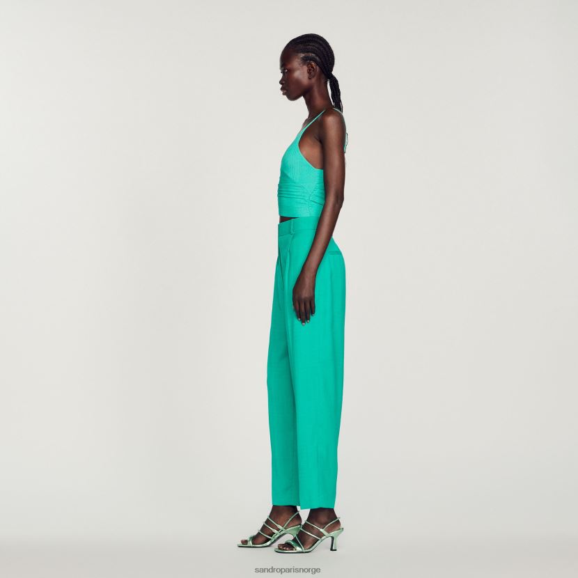 kvinner Sandro Paris emeuraude grønn plissert tank klær 6FN4LH404