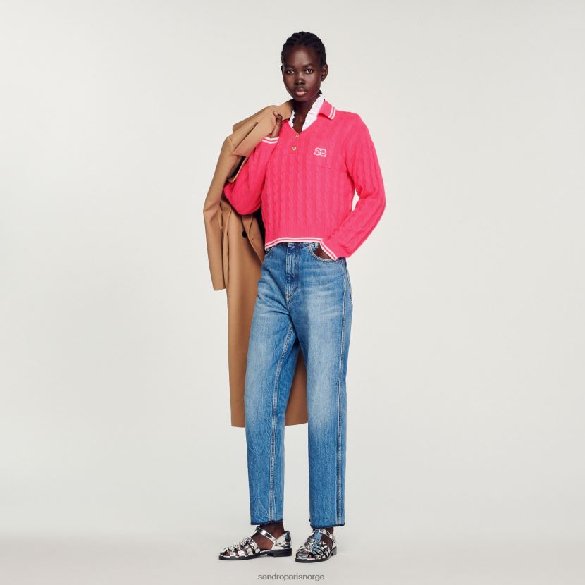 kvinner Sandro Paris fushia kabelstrikket genser klær 6FN4LH435