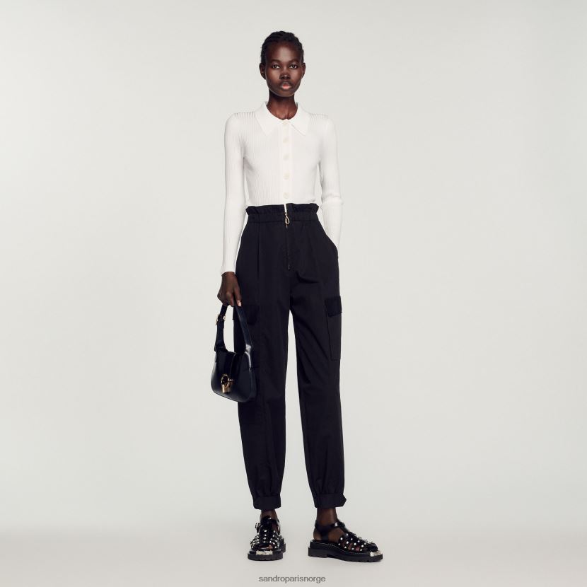 kvinner Sandro Paris hvit cropped ribbet cardigan klær 6FN4LH407