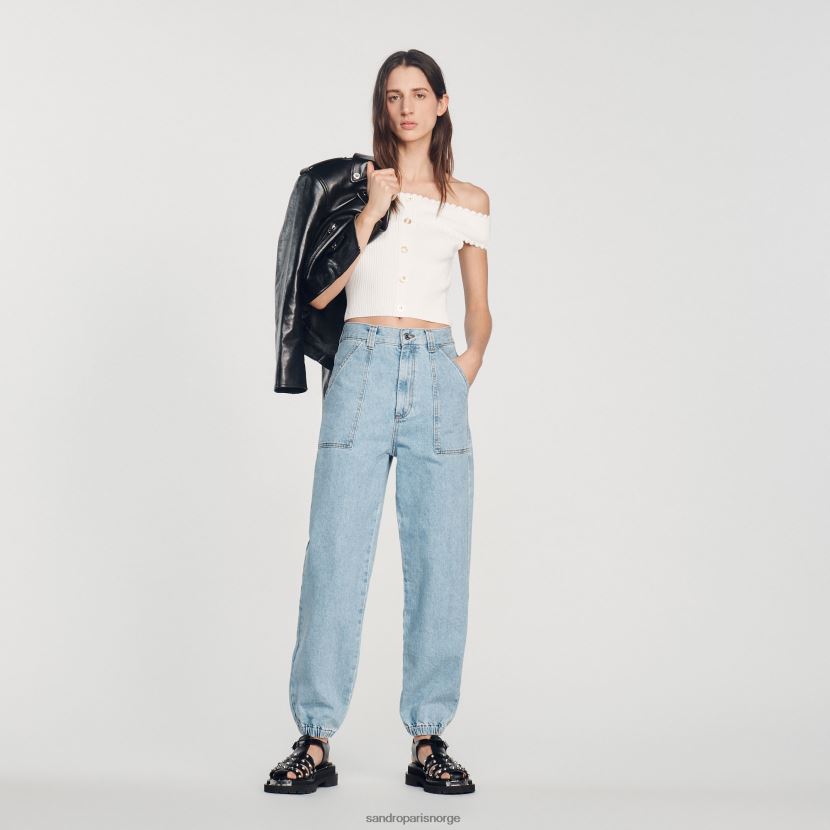 kvinner Sandro Paris hvit cropped strikket topp klær 6FN4LH179