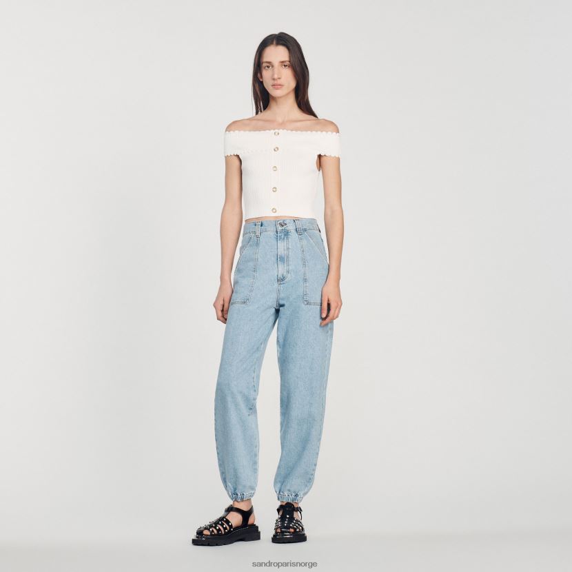 kvinner Sandro Paris hvit cropped strikket topp klær 6FN4LH179