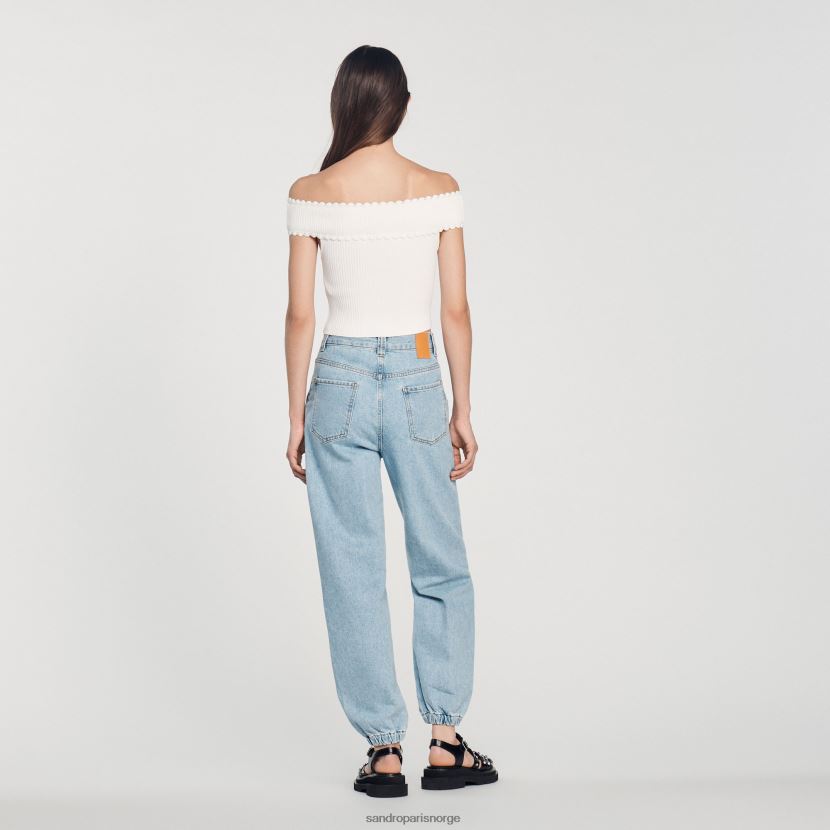 kvinner Sandro Paris hvit cropped strikket topp klær 6FN4LH179