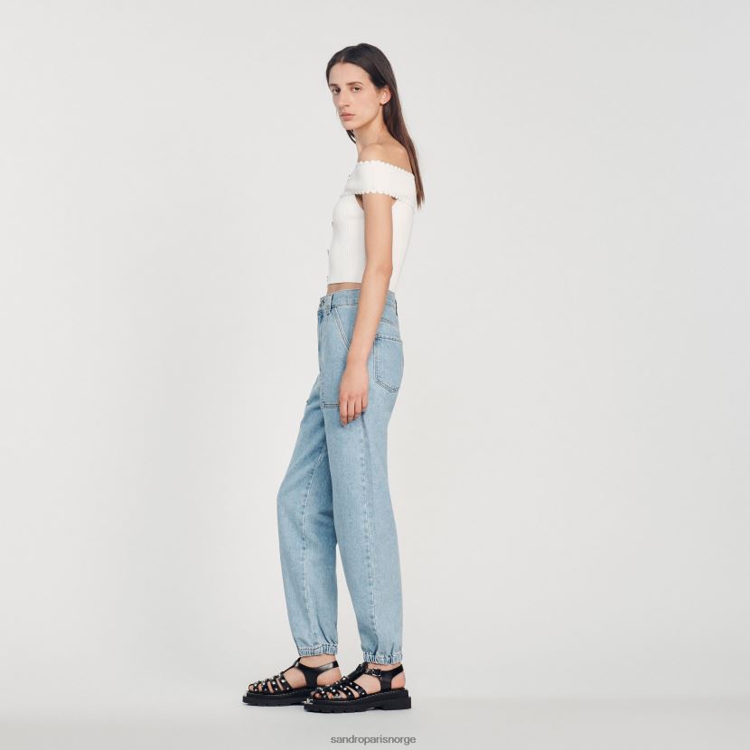 kvinner Sandro Paris hvit cropped strikket topp klær 6FN4LH179