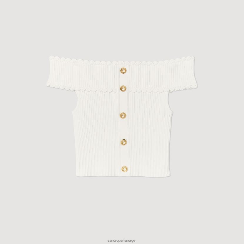 kvinner Sandro Paris hvit cropped strikket topp klær 6FN4LH179