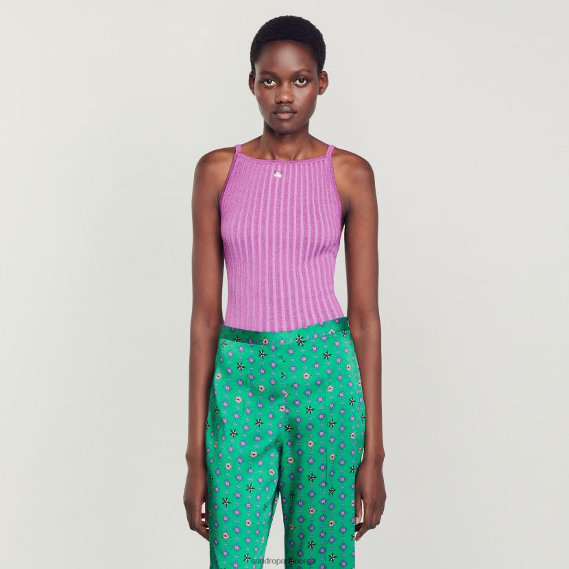 kvinner Sandro Paris lilla ribbet body klær 6FN4LH21