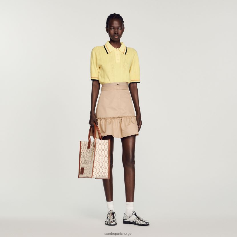 kvinner Sandro Paris lys gul strikket polo genser klær 6FN4LH424