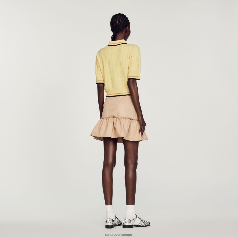 kvinner Sandro Paris lys gul strikket polo genser klær 6FN4LH424