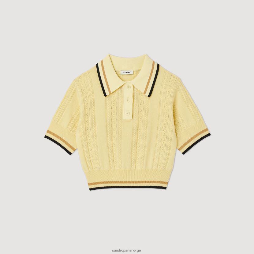 kvinner Sandro Paris lys gul strikket polo genser klær 6FN4LH424