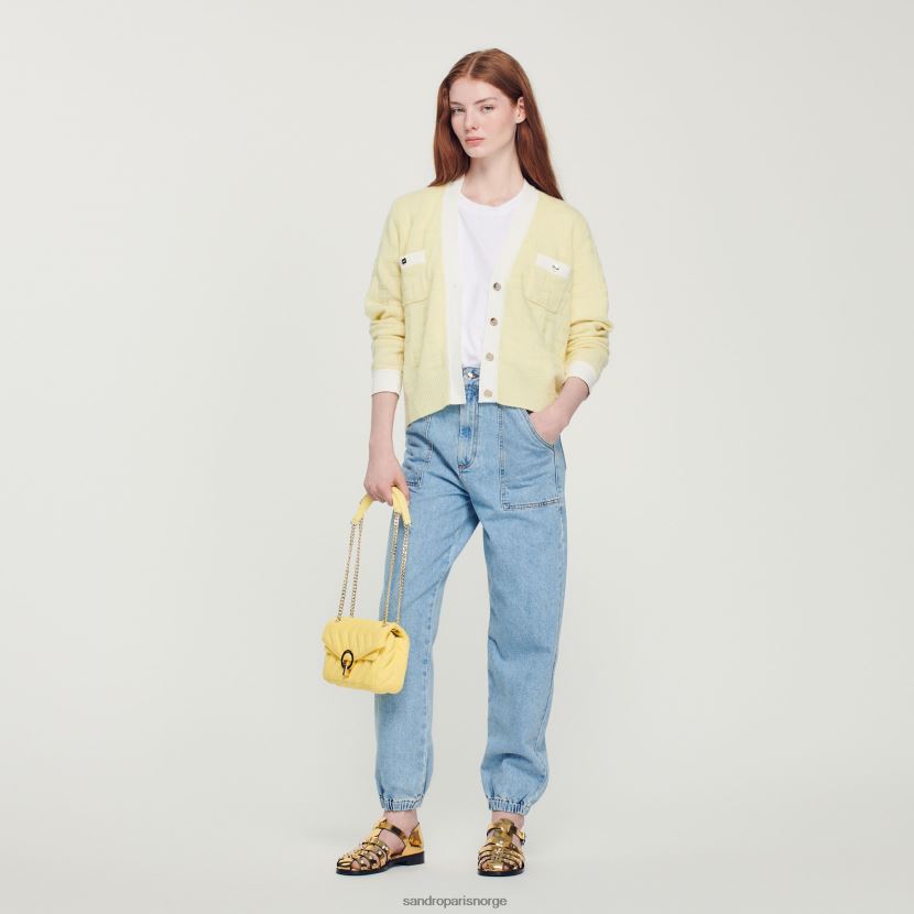 kvinner Sandro Paris lys gul tofarget cardigan klær 6FN4LH353