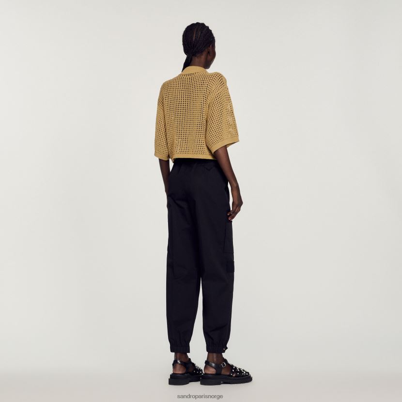 kvinner Sandro Paris oliven cropped mesh strikket genser klær 6FN4LH269