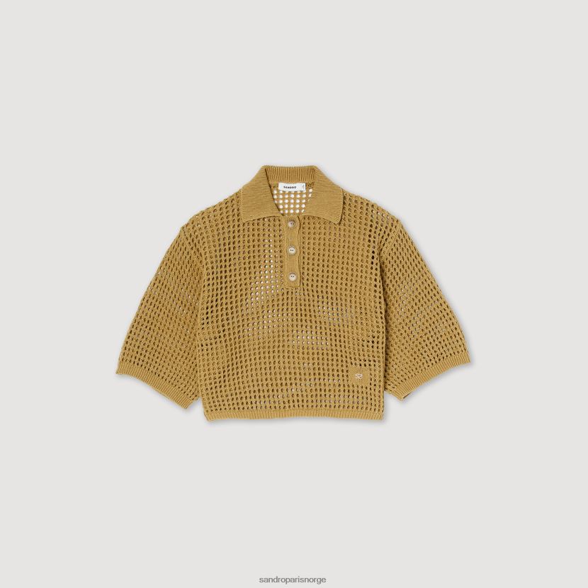 kvinner Sandro Paris oliven cropped mesh strikket genser klær 6FN4LH269