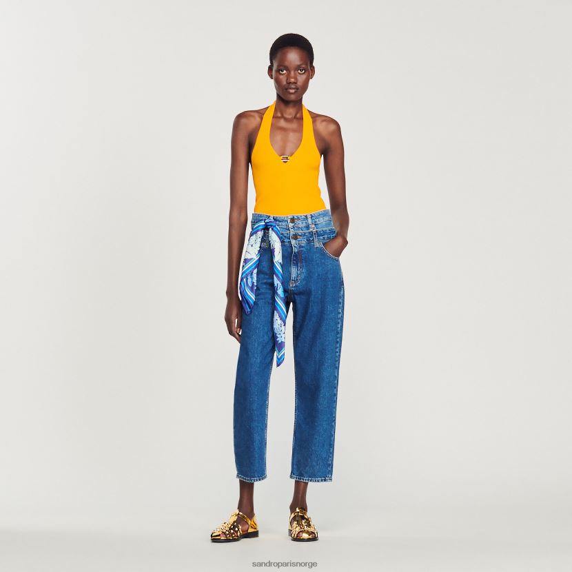 kvinner Sandro Paris oransje strikket crop topp med ringdetalj klær 6FN4LH326