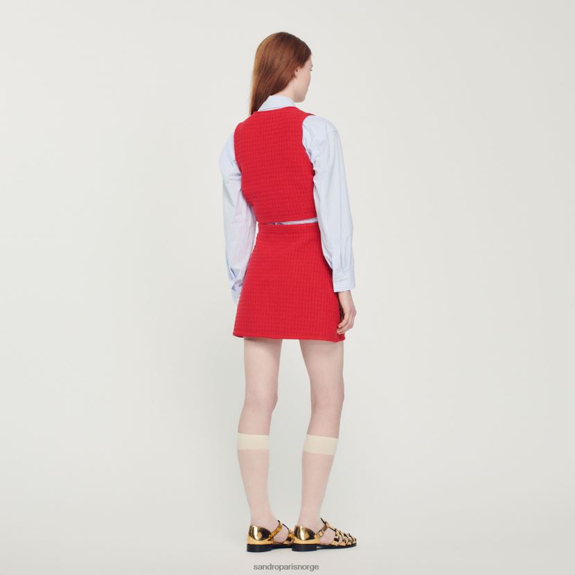 kvinner Sandro Paris rød beskåret tweedgenser klær 6FN4LH366