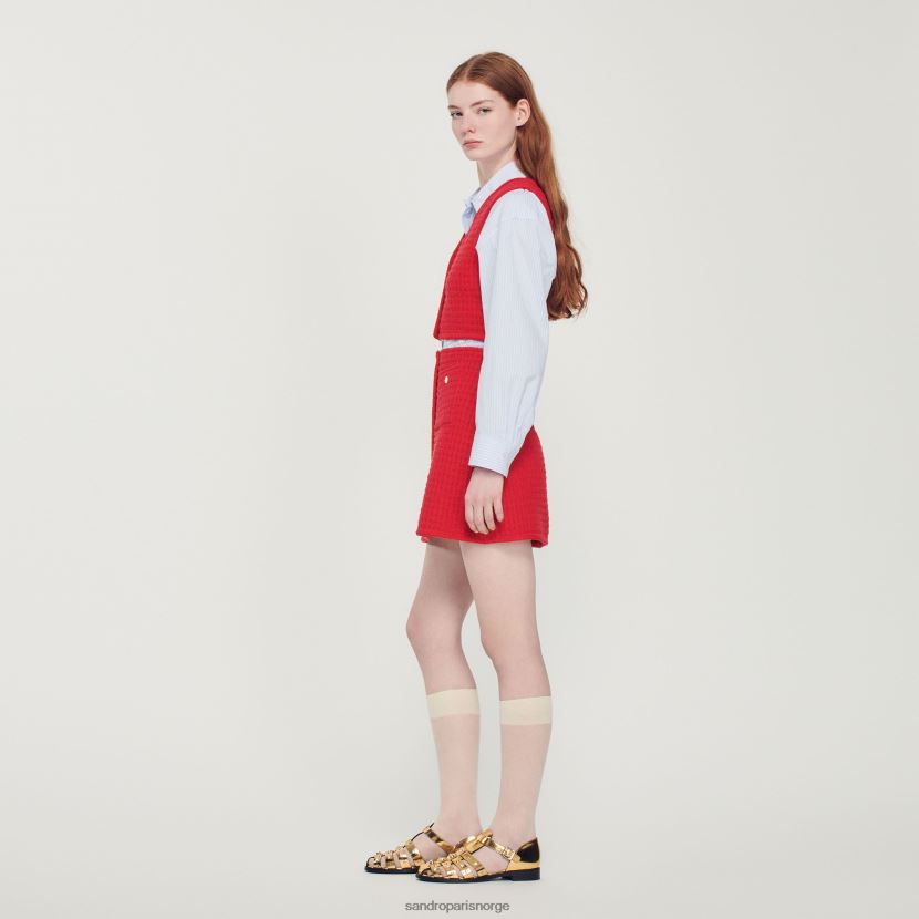 kvinner Sandro Paris rød beskåret tweedgenser klær 6FN4LH366