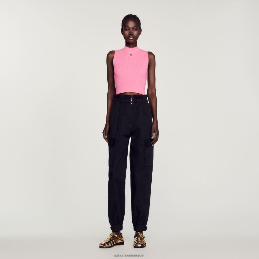 kvinner Sandro Paris rosa ribbestrikket genser klær 6FN4LH190