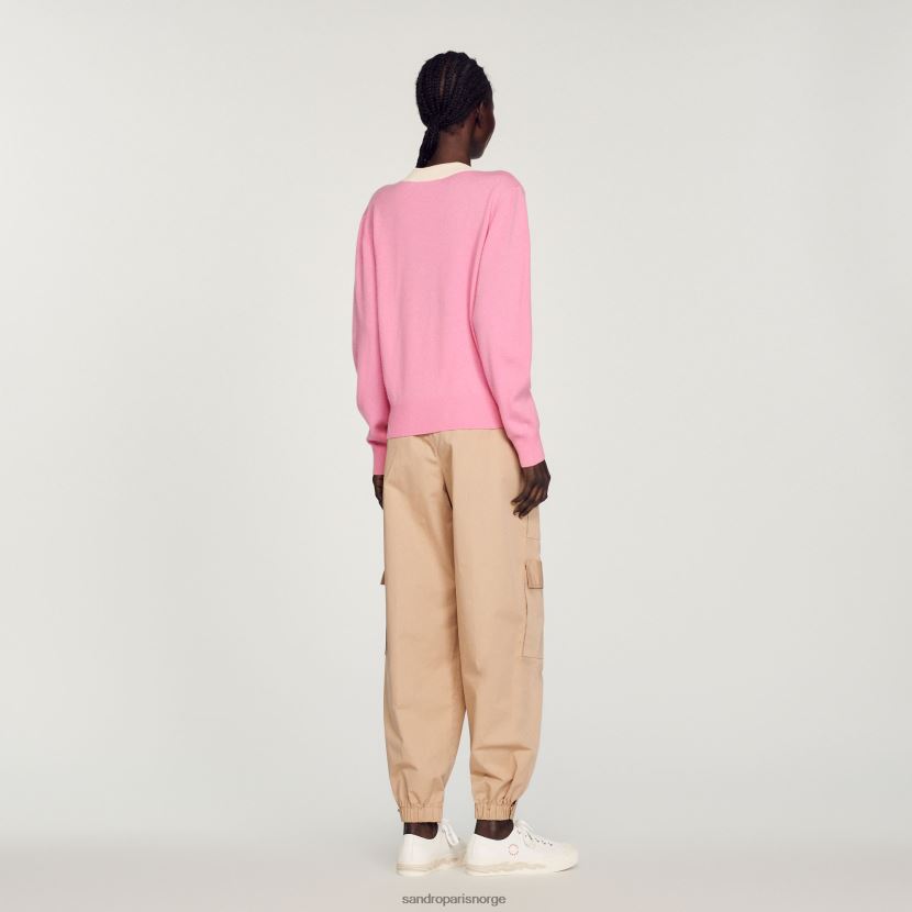 kvinner Sandro Paris rosa strikket genser klær 6FN4LH306