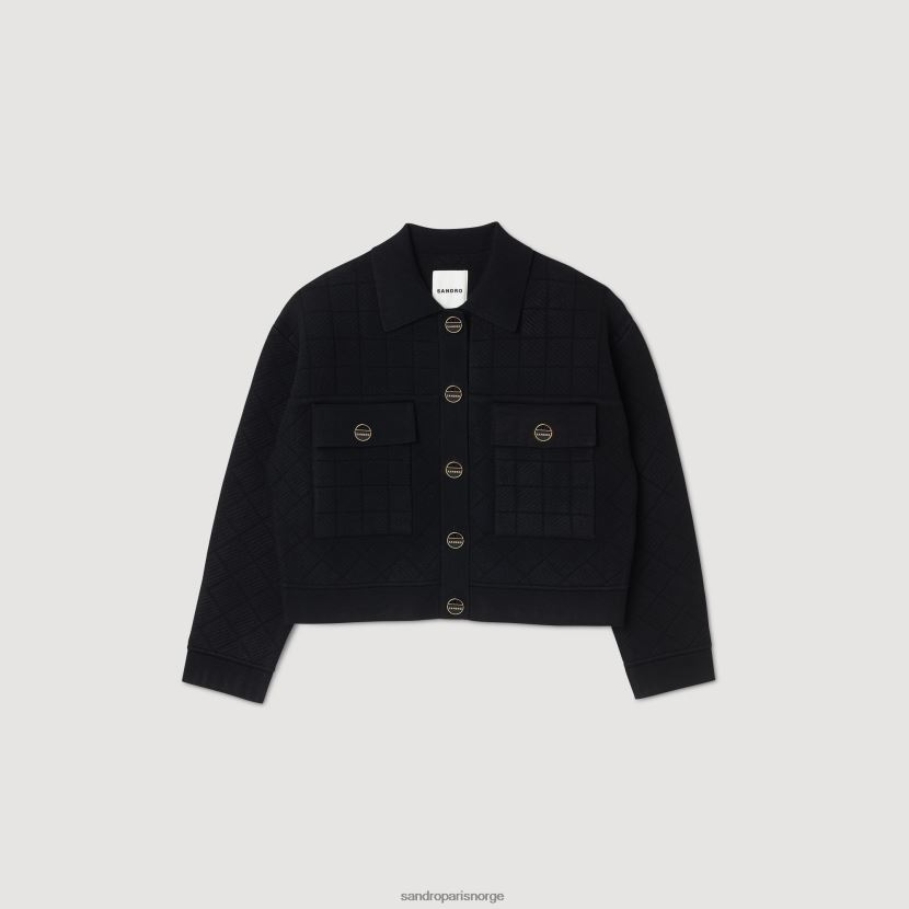 kvinner Sandro Paris svart cropped strikket cardigan klær 6FN4LH35