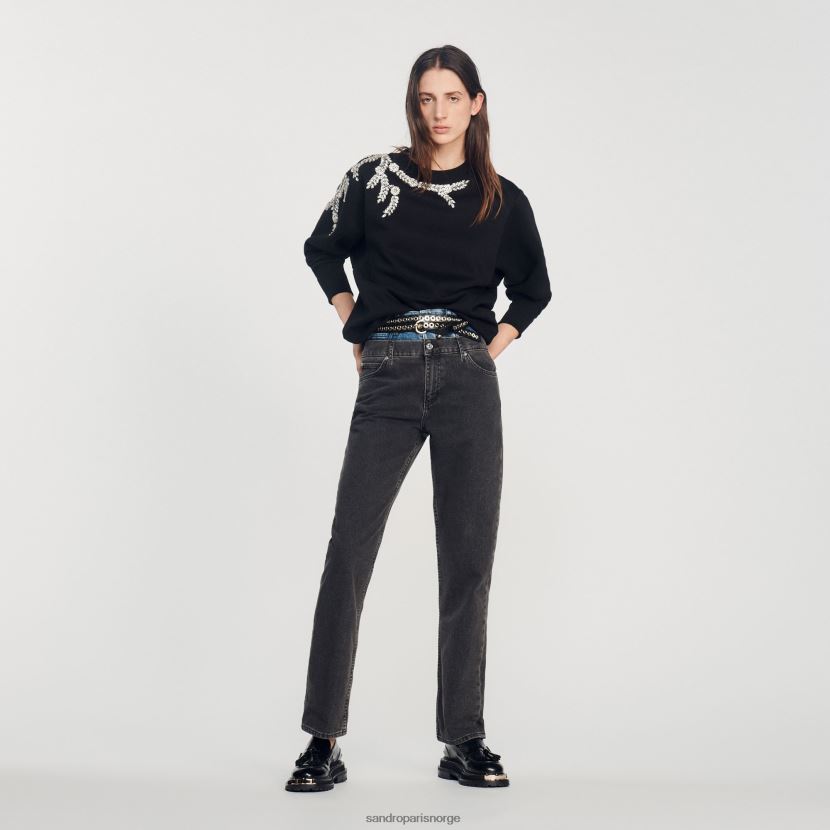 kvinner Sandro Paris svart pyntet genser klær 6FN4LH135