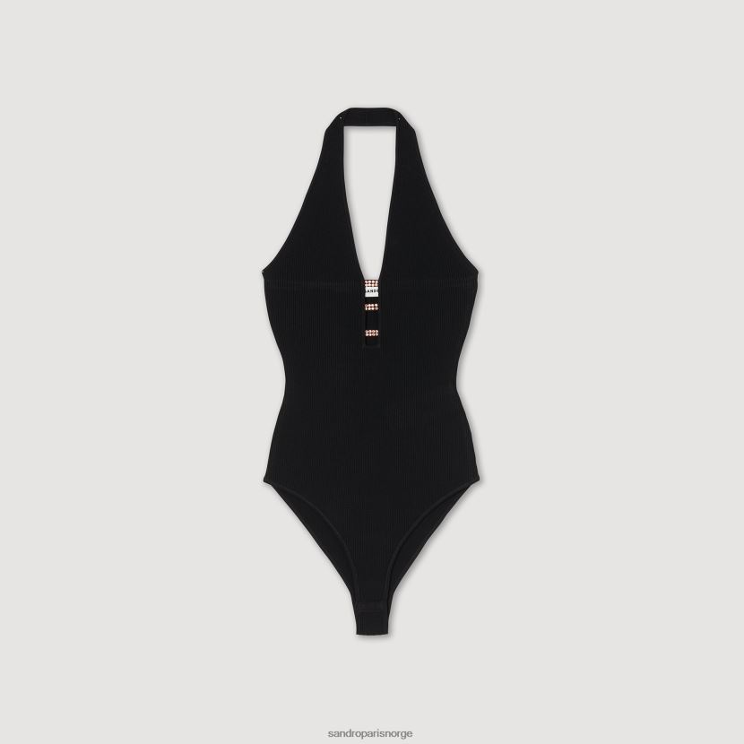 kvinner Sandro Paris svart pyntet strikket body klær 6FN4LH332