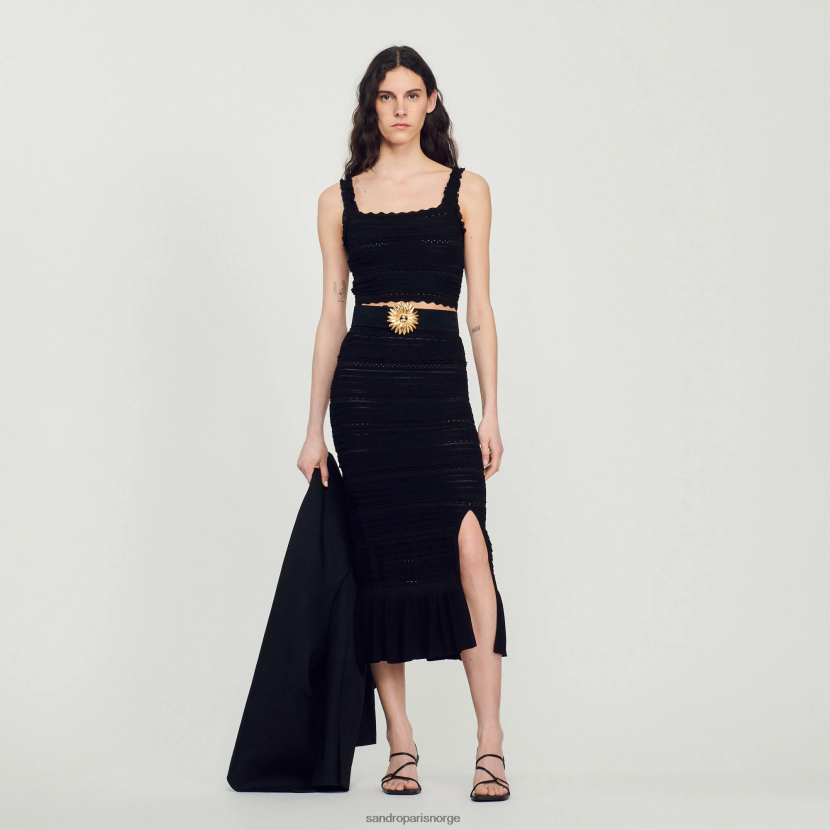 kvinner Sandro Paris svart strikket crop topp klær 6FN4LH195