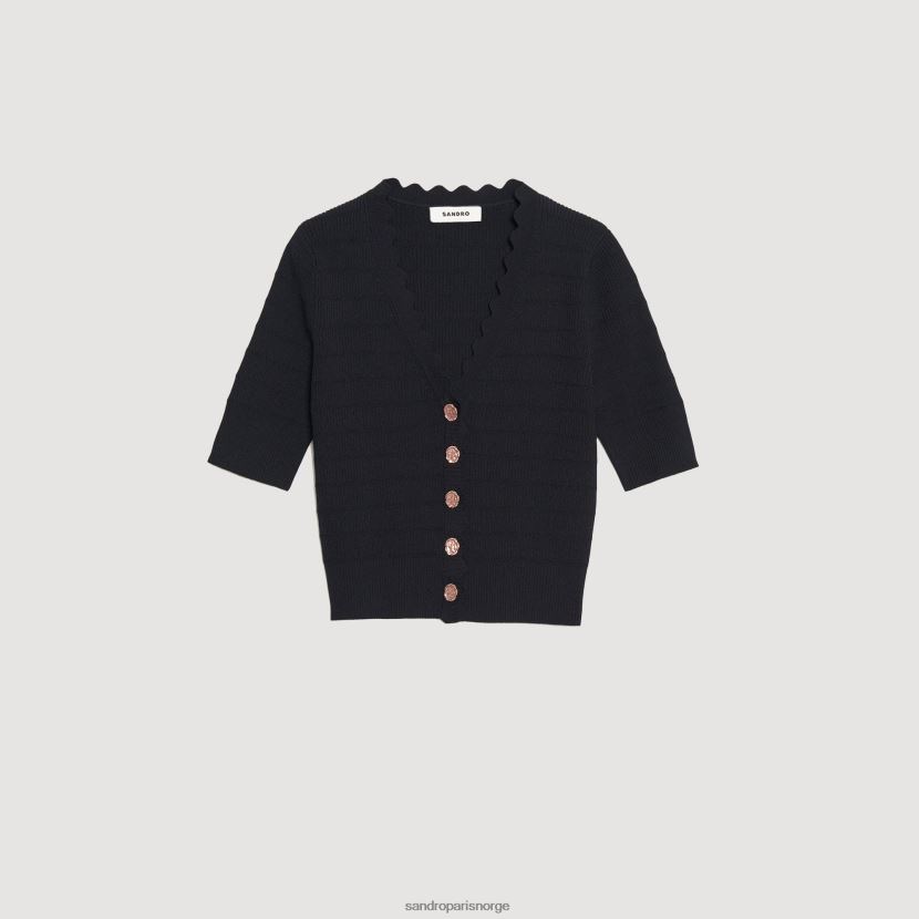 kvinner Sandro Paris svart strikket genser med fancy knapper klær 6FN4LH249