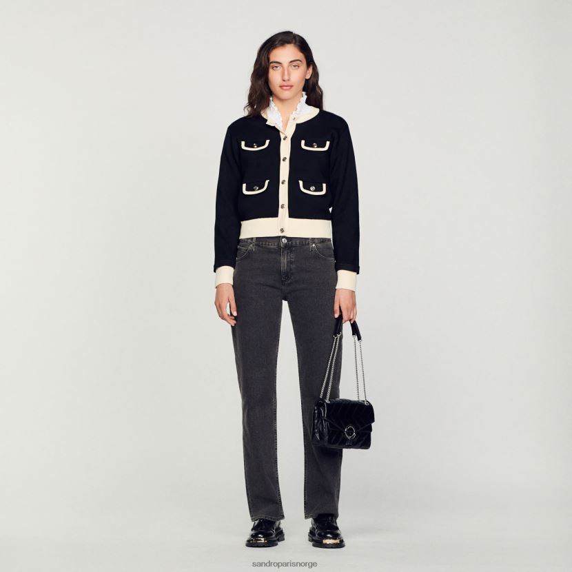 kvinner Sandro Paris svart tofarget cardigan med knapper klær 6FN4LH254