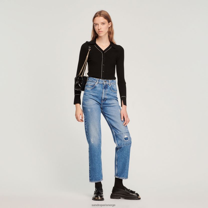 kvinner Sandro Paris svart toppsydd finstrikket cardigan klær 6FN4LH214