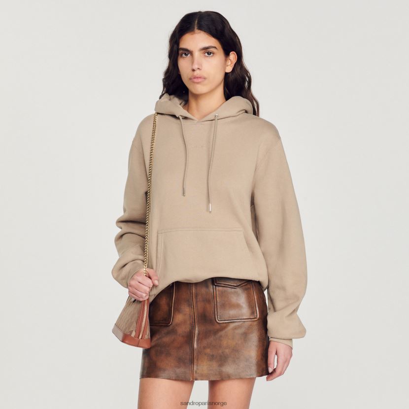 kvinner Sandro Paris beige brodert hettegenser klær 6FN4LH810