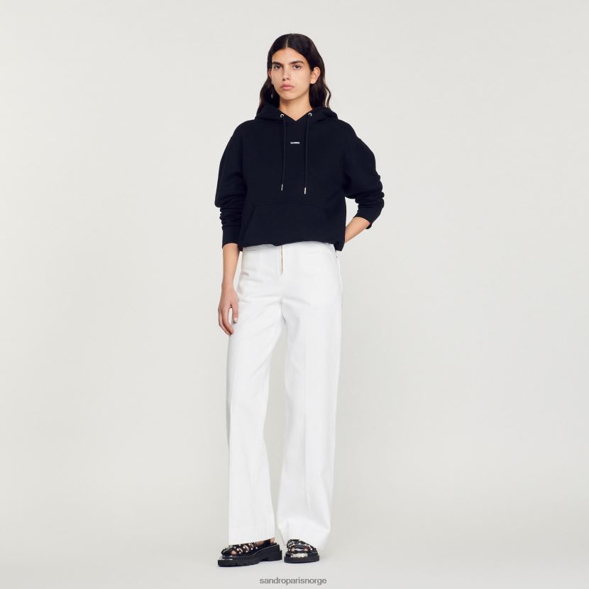 kvinner Sandro Paris svart brodert hettegenser klær 6FN4LH809