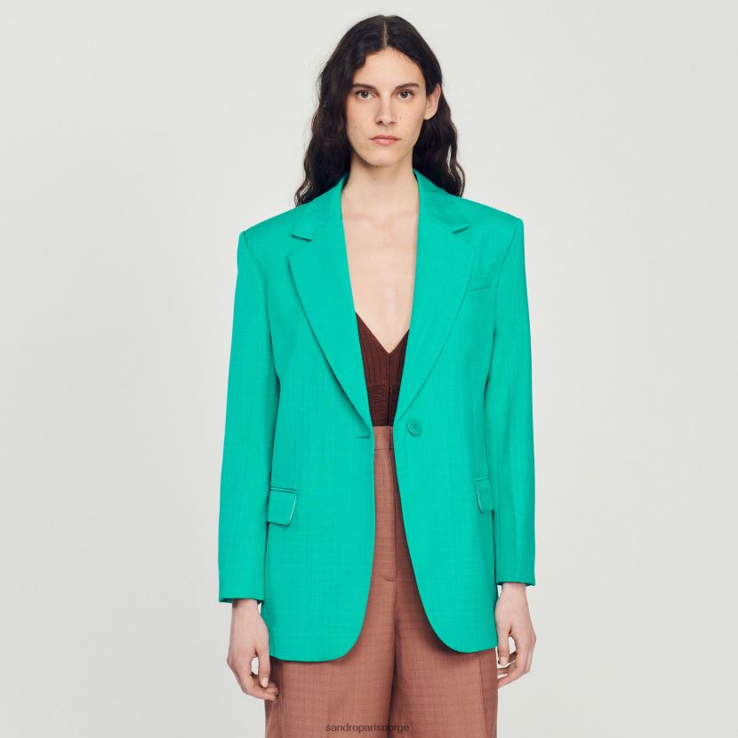 kvinner Sandro Paris emeuraude grønn skreddersydd jakke klær 6FN4LH425
