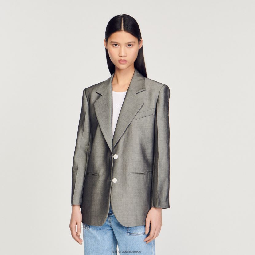 kvinner Sandro Paris grå skreddersydd jakke klær 6FN4LH275