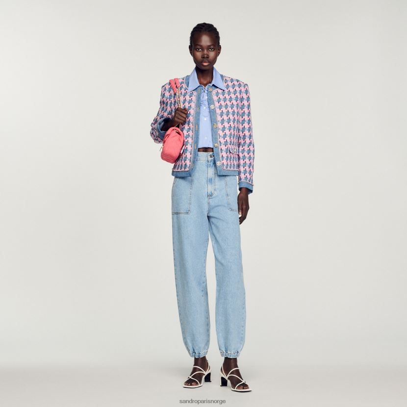 kvinner Sandro Paris lilla/blå tweed jakke klær 6FN4LH301