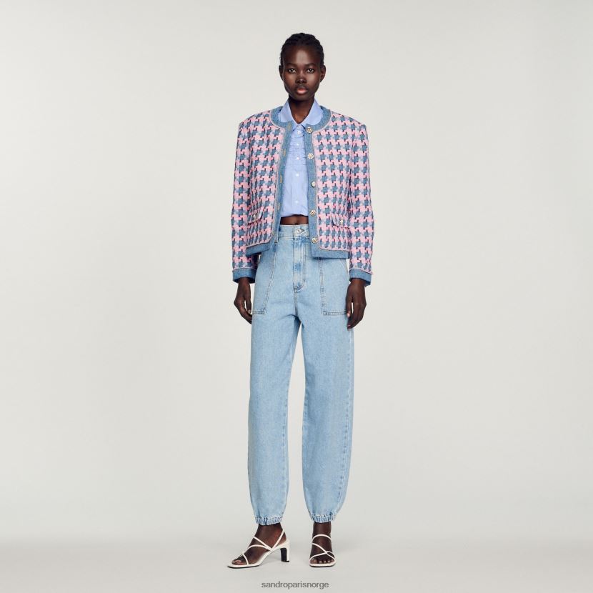 kvinner Sandro Paris lilla/blå tweed jakke klær 6FN4LH301