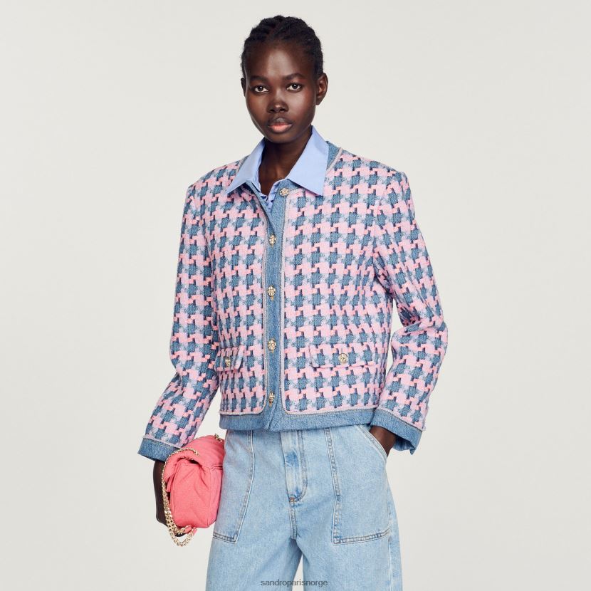 kvinner Sandro Paris lilla/blå tweed jakke klær 6FN4LH301