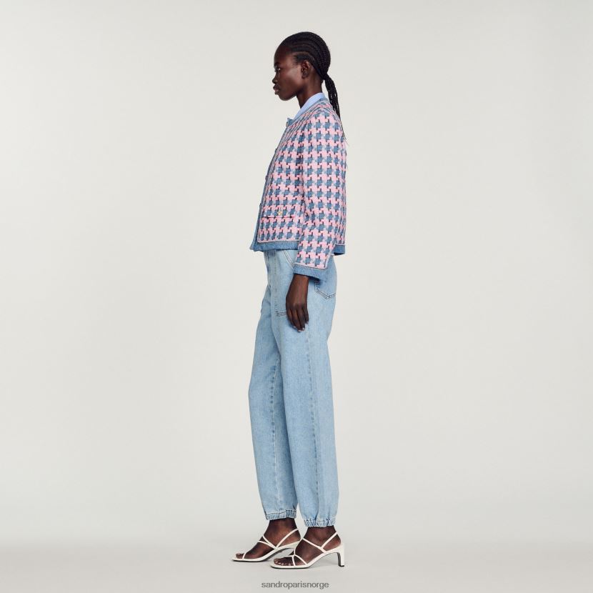 kvinner Sandro Paris lilla/blå tweed jakke klær 6FN4LH301