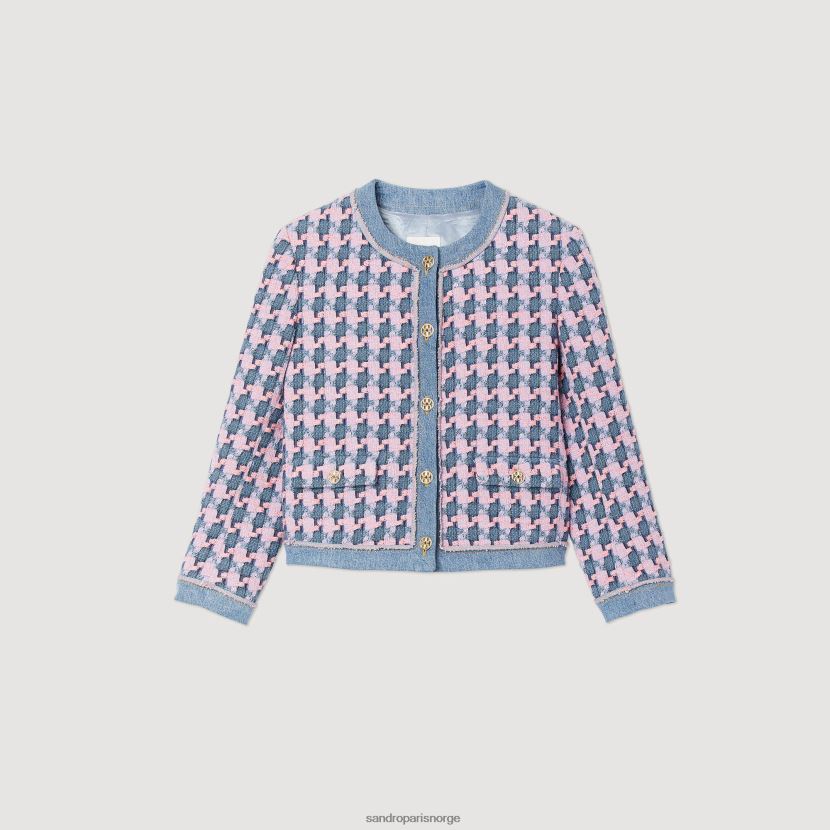 kvinner Sandro Paris lilla/blå tweed jakke klær 6FN4LH301