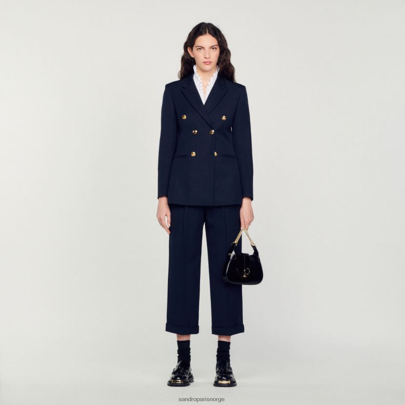 kvinner Sandro Paris marineblå dobbeltspent dressjakke klær 6FN4LH155