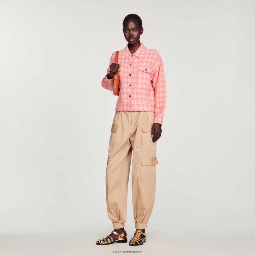 kvinner Sandro Paris rosa houndstooth jakke klær 6FN4LH228