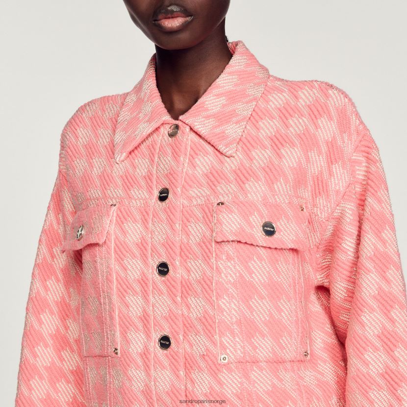 kvinner Sandro Paris rosa houndstooth jakke klær 6FN4LH228