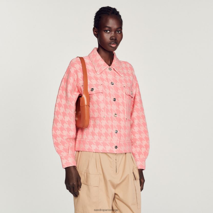 kvinner Sandro Paris rosa houndstooth jakke klær 6FN4LH228