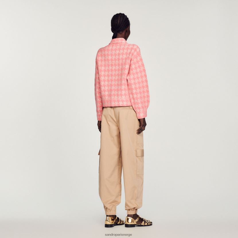 kvinner Sandro Paris rosa houndstooth jakke klær 6FN4LH228