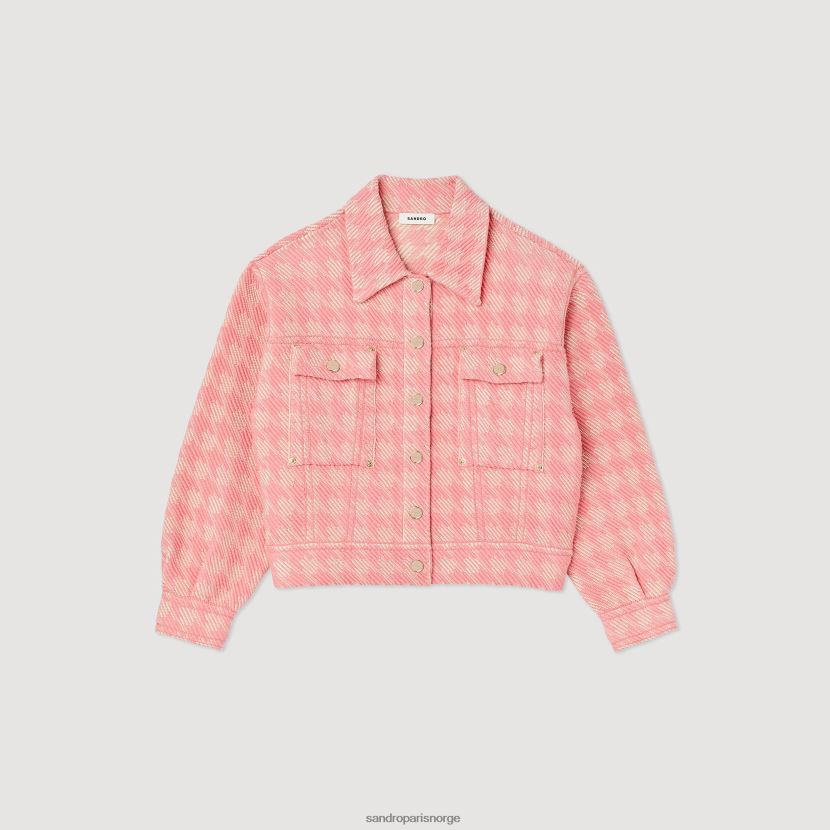 kvinner Sandro Paris rosa houndstooth jakke klær 6FN4LH228