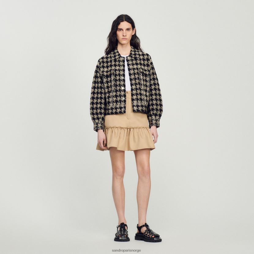 kvinner Sandro Paris svart houndstooth jakke klær 6FN4LH219
