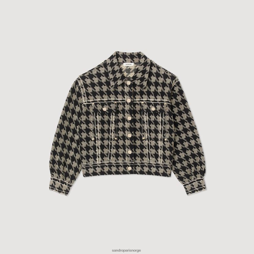 kvinner Sandro Paris svart houndstooth jakke klær 6FN4LH219