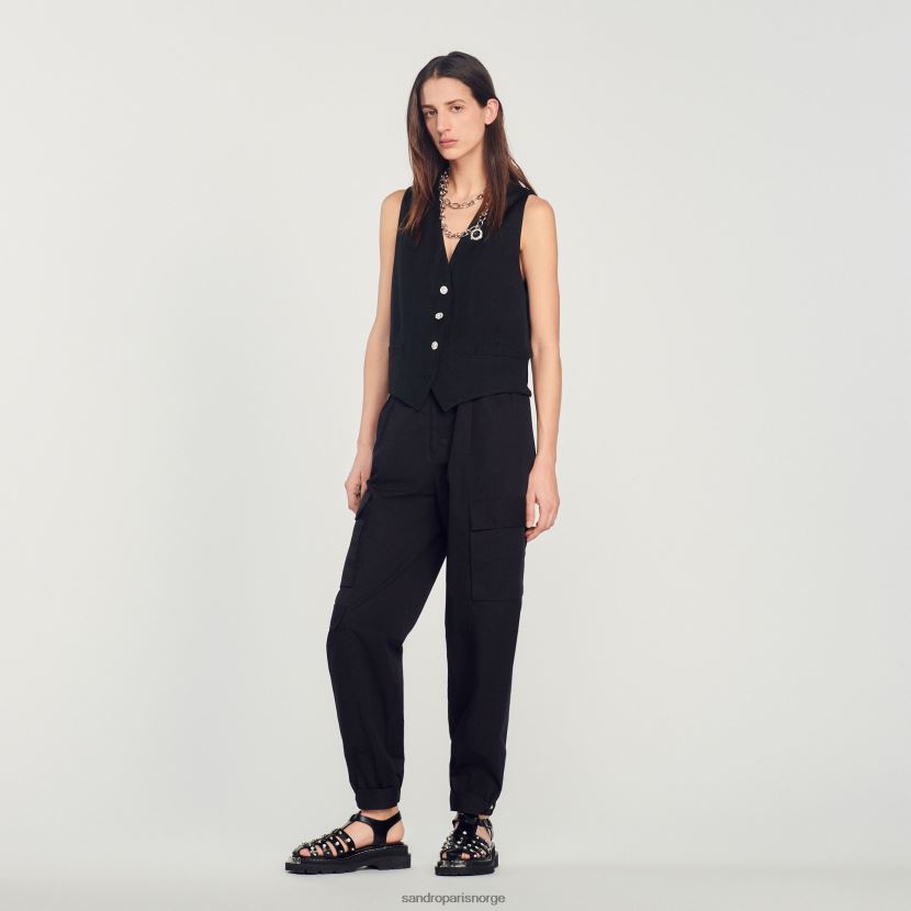 kvinner Sandro Paris svart maskulin rhinestone vest klær 6FN4LH284