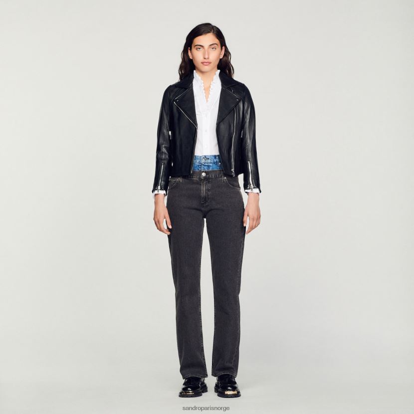 kvinner Sandro Paris svart skinnjakke klær 6FN4LH198