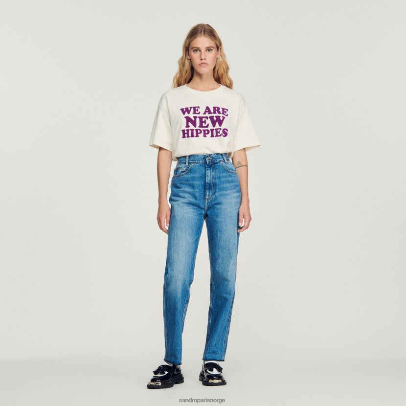 kvinner Sandro Paris blå jeans falmede jeans med rette ben klær 6FN4LH317