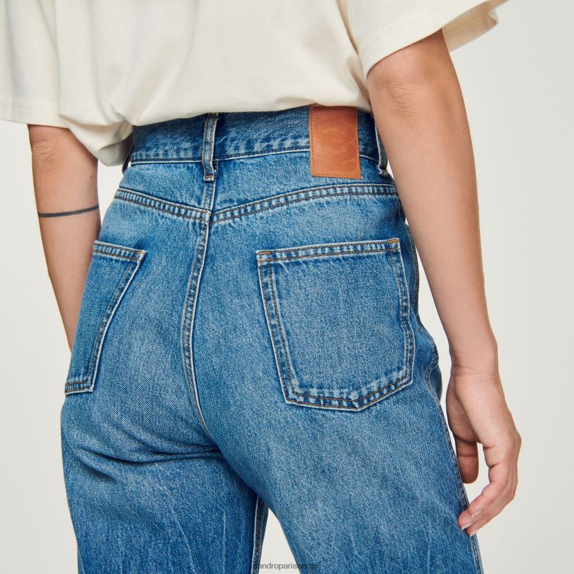 kvinner Sandro Paris blå jeans falmede jeans med rette ben klær 6FN4LH317