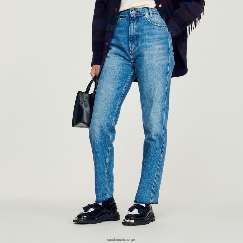 kvinner Sandro Paris blå jeans falmede jeans med rette ben klær 6FN4LH317